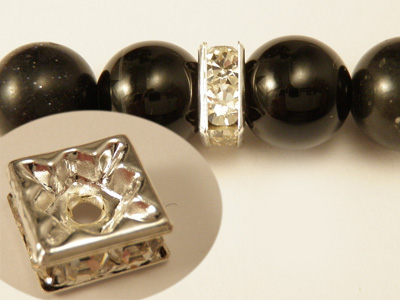 Zwischenteil Strass 8x4mm, Messing versilbert